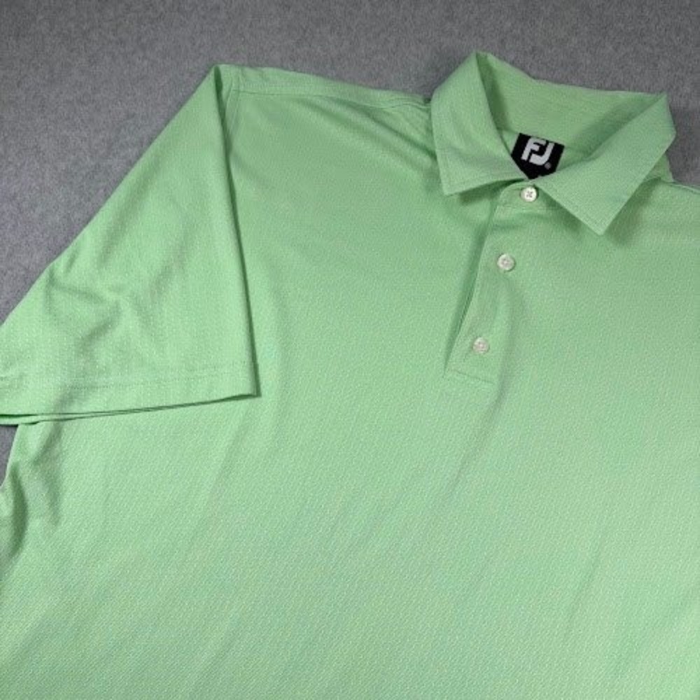 FootJoy Polo Shirt Mens XL Green Textured Golf Stone Mountain Golf Club Logo
